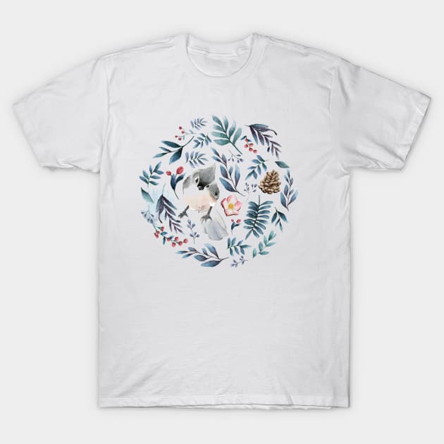 Watercolor flower with little bird T-Shirt by thecolddots